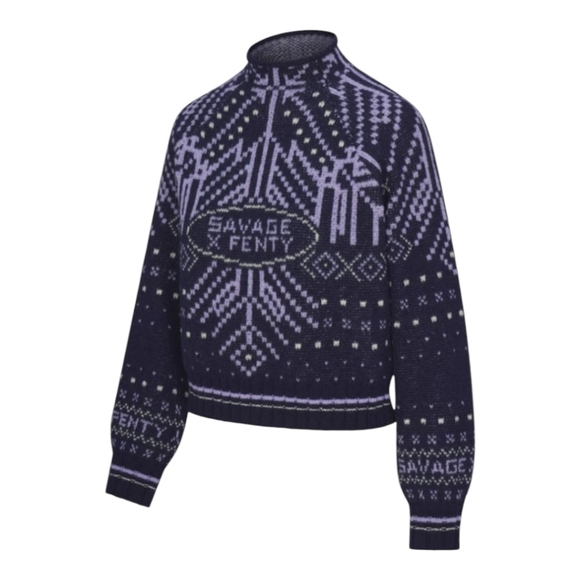 SAVAGE X FENTY FROST SMITTEN KNIT SWEATER NAVY BLUE SZ LARGE - Picture 5 of 11